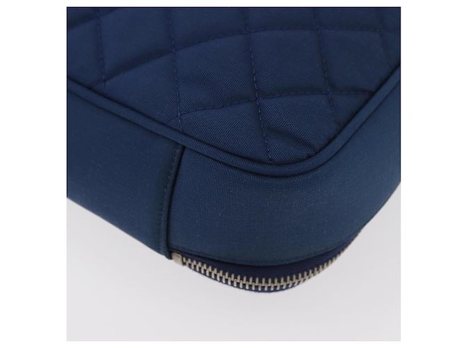 CHANEL Matelasse Christmas 2012 PC Case Nylon Blau Silber CC Authentisch 178958A - Ansicht 16