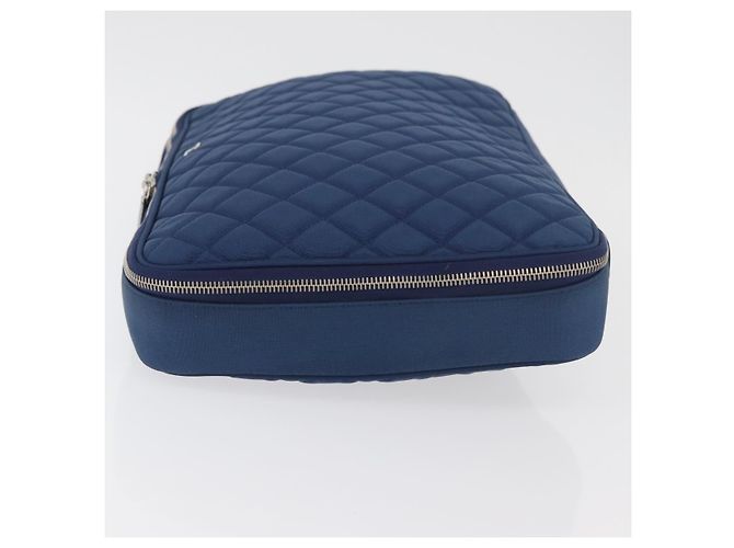 CHANEL Matelasse Christmas 2012 PC Case Nylon Blau Silber CC Authentisch 178958A - Ansicht 4