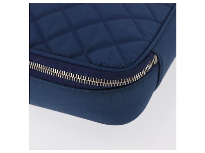 CHANEL Matelasse Christmas 2012 PC Case Nylon Blau Silber CC Authentisch 178958A - Ansicht 7