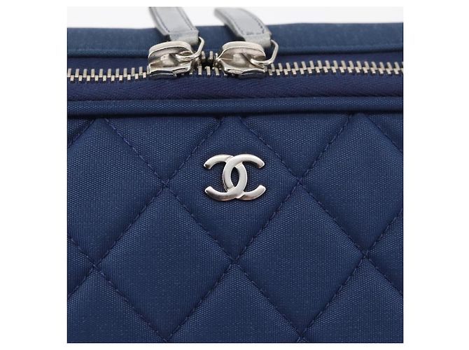 CHANEL Matelasse Christmas 2012 PC Case Nylon Blau Silber CC Authentisch 178958A - Ansicht 8