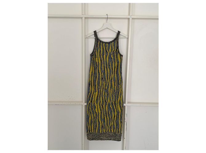 Bottega Veneta Texturiertes Strickkleid Multicolor Schwarz Blau Gelb - Ansicht 2