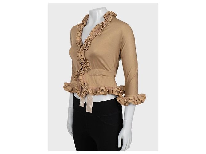 Camicetta Yves Saint Laurent Vintage Beige a Maniche 3/4 Taglia S Usata - vista 2