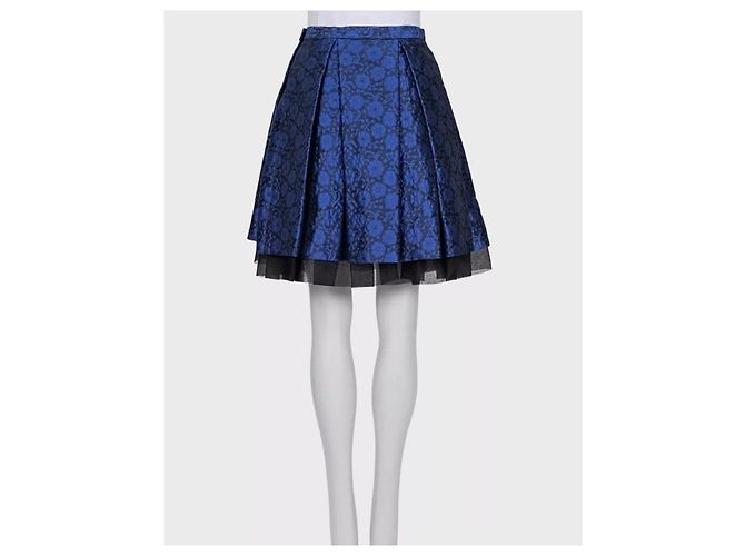 Christian Dior blauer Seidenrock mit Blumenmuster - Sz M (EU 42) gebraucht - Ansicht 3