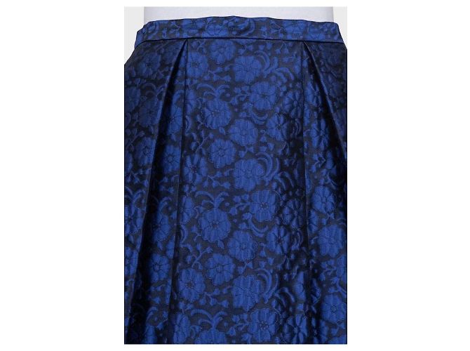 Christian Dior blauer Seidenrock mit Blumenmuster - Sz M (EU 42) gebraucht - Ansicht 4