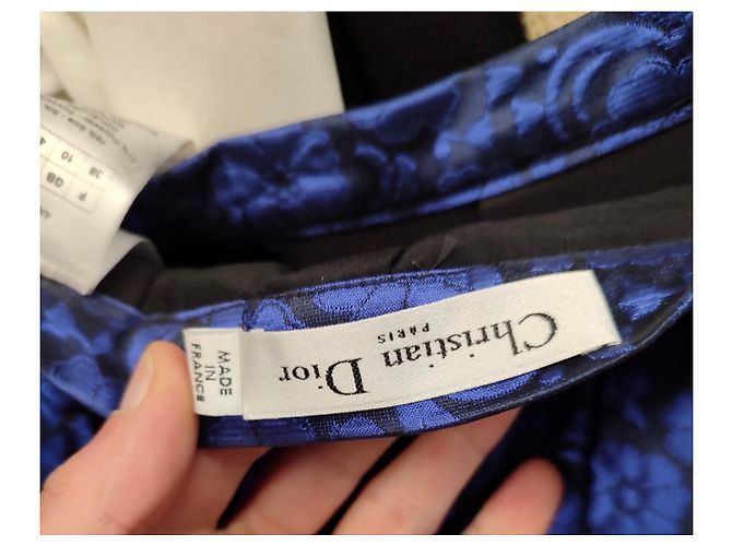 Christian Dior blauer Seidenrock mit Blumenmuster - Sz M (EU 42) gebraucht - Ansicht 5