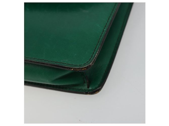 Céline Bolso de Hombro con Cadena CELINE de Cuero Verde Oro Auth 177238A Dorado - vista 14