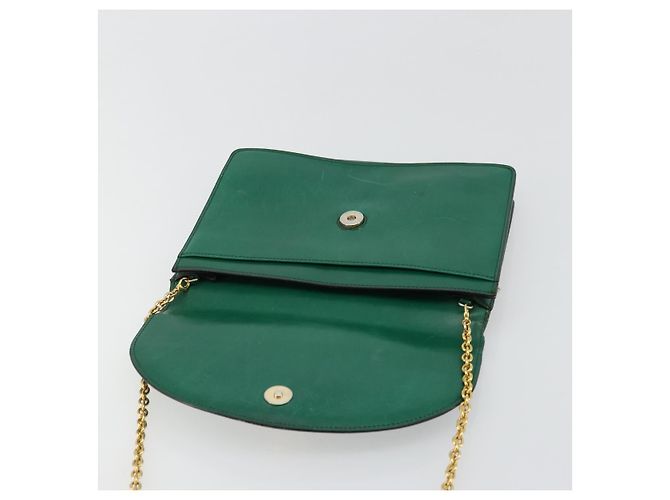 Céline Bolso de Hombro con Cadena CELINE de Cuero Verde Oro Auth 177238A Dorado - vista 18