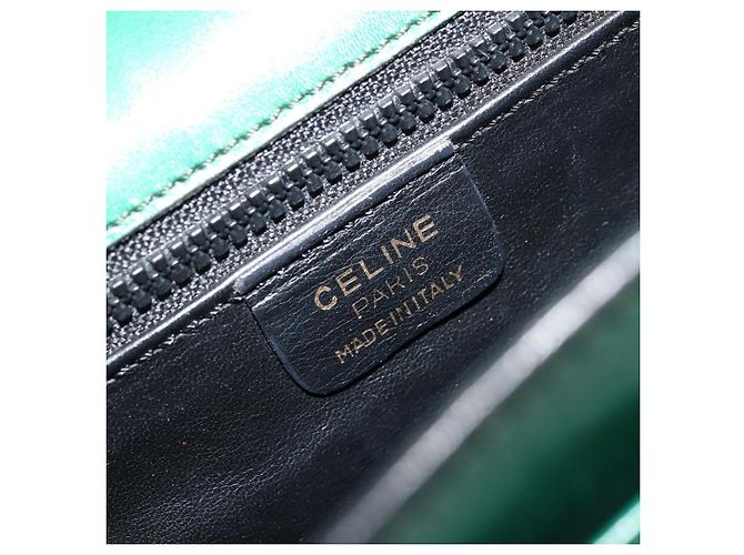Céline Bolso de Hombro con Cadena CELINE de Cuero Verde Oro Auth 177238A Dorado - vista 19
