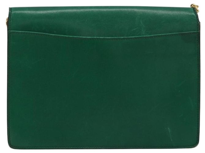 Céline Bolso de Hombro con Cadena CELINE de Cuero Verde Oro Auth 177238A Dorado - vista 2