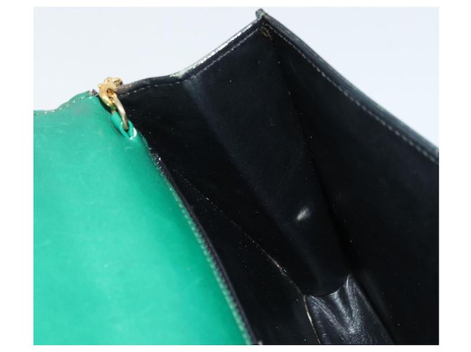 Céline Bolso de Hombro con Cadena CELINE de Cuero Verde Oro Auth 177238A Dorado - vista 20