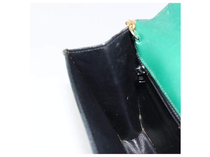 Céline Bolso de Hombro con Cadena CELINE de Cuero Verde Oro Auth 177238A Dorado - vista 21