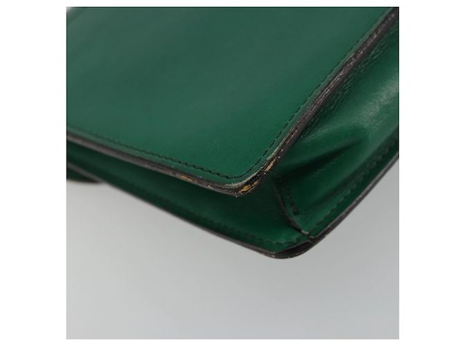 Céline Bolso de Hombro con Cadena CELINE de Cuero Verde Oro Auth 177238A Dorado - vista 9
