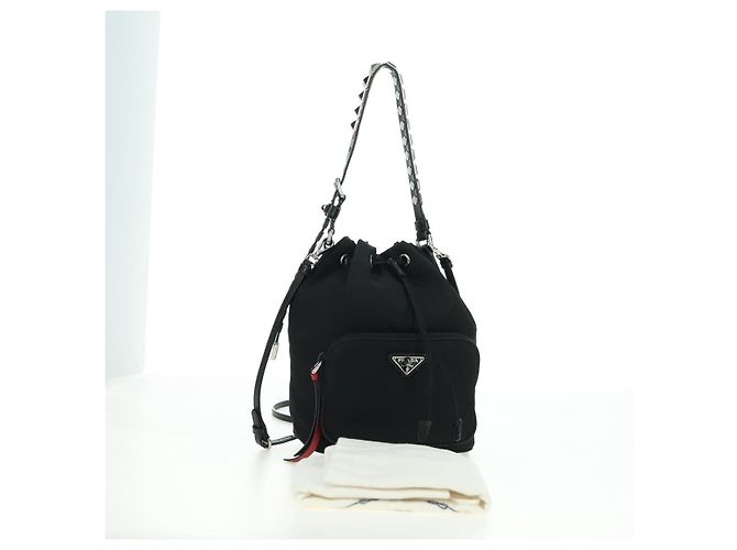 Borsa PRADA Borsa a tracolla Nylon 2way Nero Argento Auth 175065SAM - vista 12