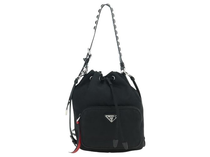 Borsa PRADA Borsa a tracolla Nylon 2way Nero Argento Auth 175065SAM - vista 13