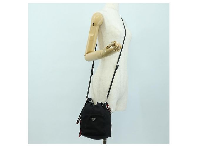 Borsa PRADA Borsa a tracolla Nylon 2way Nero Argento Auth 175065SAM - vista 29