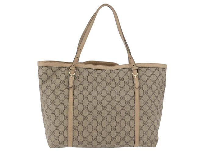 Borsa Tote GUCCI GG Supreme in PVC Beige Oro 309613 Auth ka4230 - vista 13