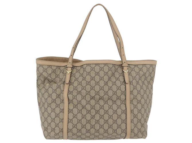 Borsa Tote GUCCI GG Supreme in PVC Beige Oro 309613 Auth ka4230 - vista 2