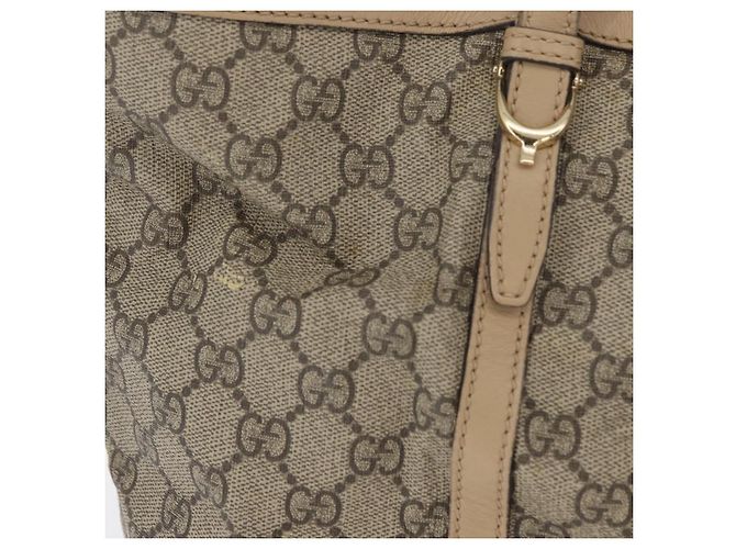 Borsa Tote GUCCI GG Supreme in PVC Beige Oro 309613 Auth ka4230 - vista 3
