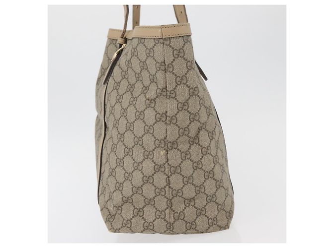 Borsa Tote GUCCI GG Supreme in PVC Beige Oro 309613 Auth ka4230 - vista 6
