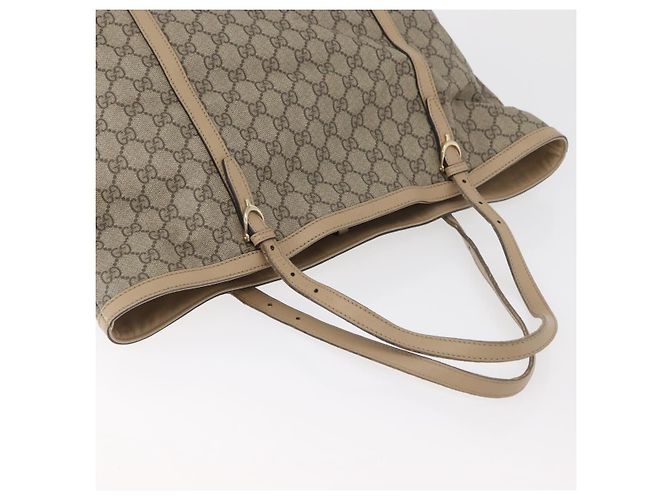 Borsa Tote GUCCI GG Supreme in PVC Beige Oro 309613 Auth ka4230 - vista 8