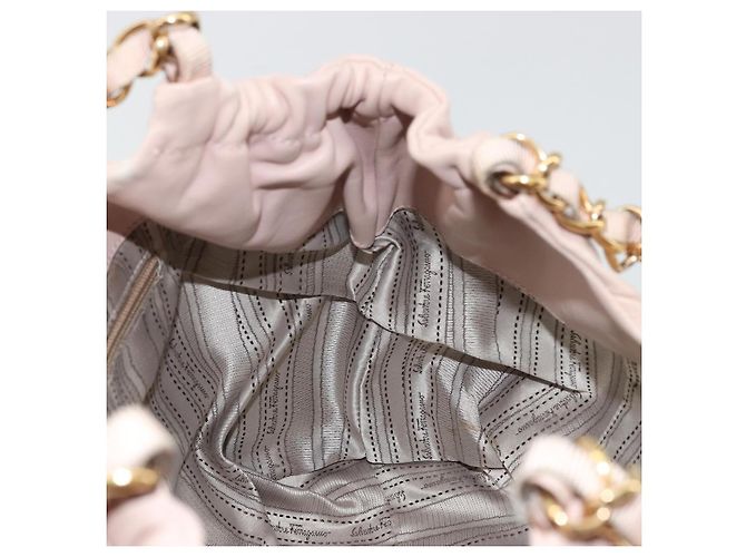 Borsa a mano Salvatore Ferragamo Vala Chain in pelle Rosa Oro Auth BA12403A D'oro - vista 18