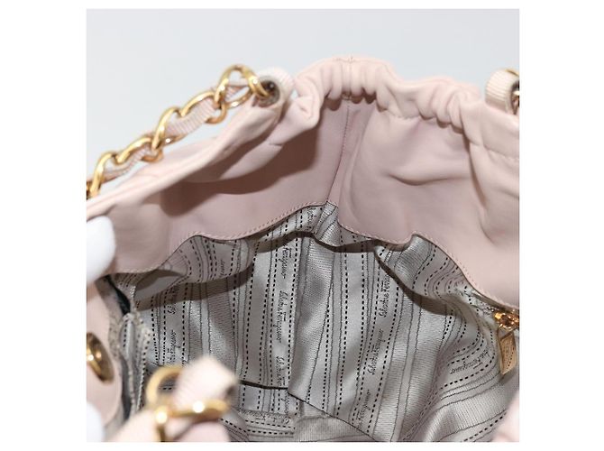 Borsa a mano Salvatore Ferragamo Vala Chain in pelle Rosa Oro Auth BA12403A D'oro - vista 19