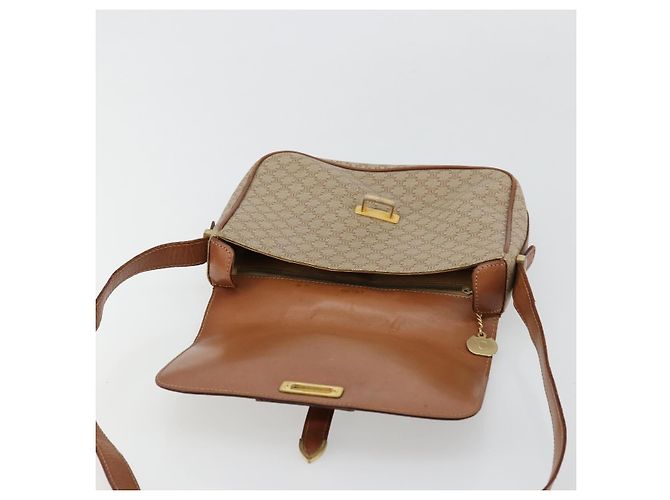 Céline Borsa a Spalla CELINE Macadam Canvas PVC Beige Oro Auth 171225 D'oro - vista 10