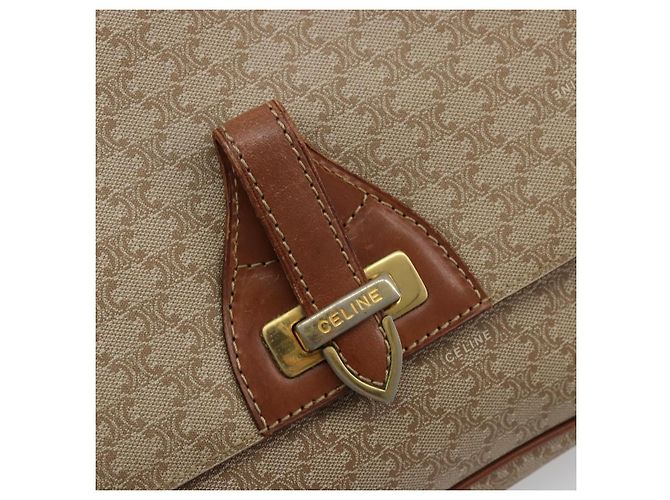 Céline Borsa a Spalla CELINE Macadam Canvas PVC Beige Oro Auth 171225 D'oro - vista 18