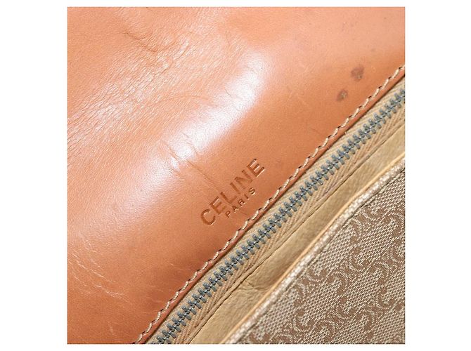 Céline Borsa a Spalla CELINE Macadam Canvas PVC Beige Oro Auth 171225 D'oro - vista 19