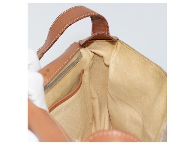 Céline Borsa a Spalla CELINE Macadam Canvas PVC Beige Oro Auth 171225 D'oro - vista 20