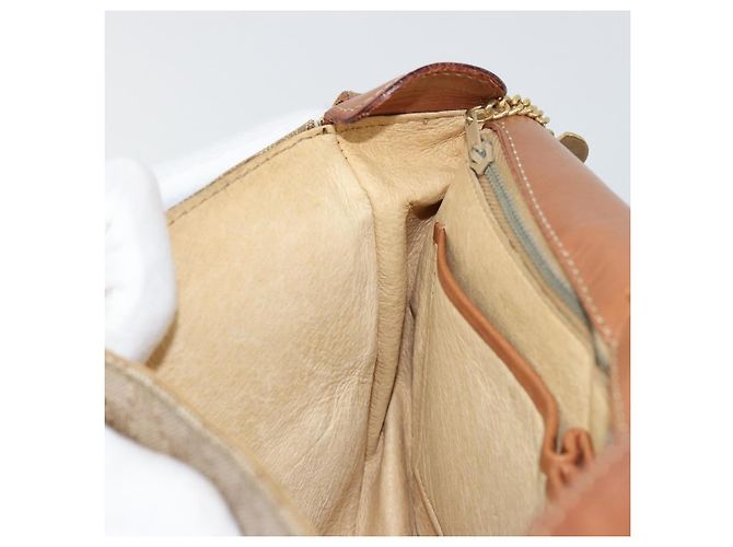 Céline Borsa a Spalla CELINE Macadam Canvas PVC Beige Oro Auth 171225 D'oro - vista 21