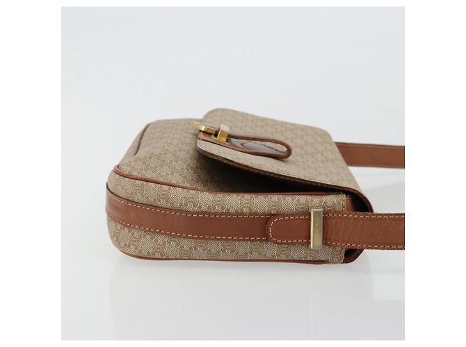 Céline Borsa a Spalla CELINE Macadam Canvas PVC Beige Oro Auth 171225 D'oro - vista 3