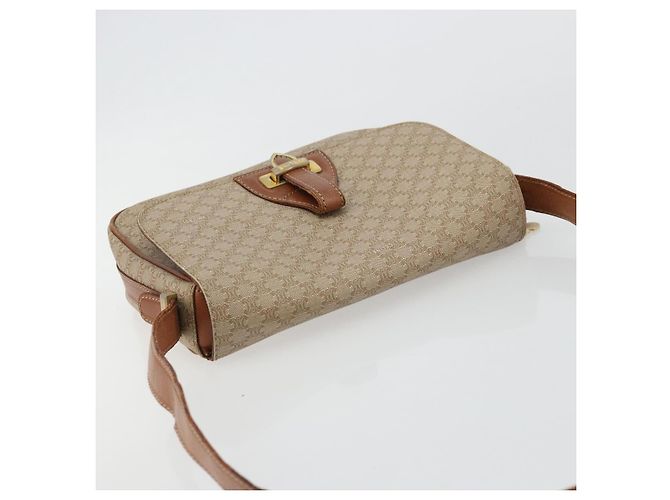 Céline Borsa a Spalla CELINE Macadam Canvas PVC Beige Oro Auth 171225 D'oro - vista 7