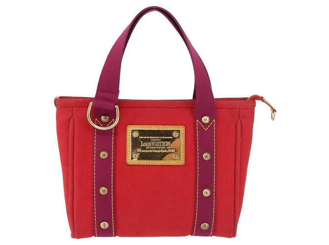 LOUIS VUITTON Antigua Cabas PM Tote Bag Canvas Rouge M40037 LV Auth bs34988 Rosso - vista 13