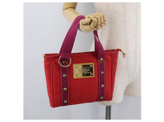 LOUIS VUITTON Antigua Cabas PM Tote Bag Canvas Rouge M40037 LV Auth bs34988 Rosso - vista 21