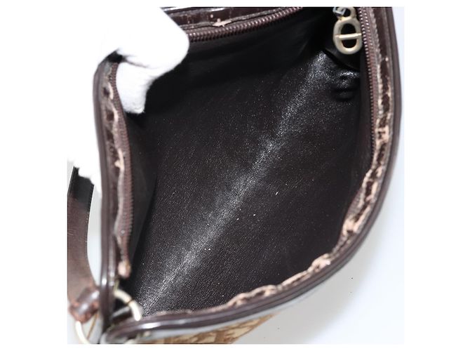 Borsa a tracolla Christian Dior Trotter Canvas Beige Oro Auth 178063 D'oro - vista 12