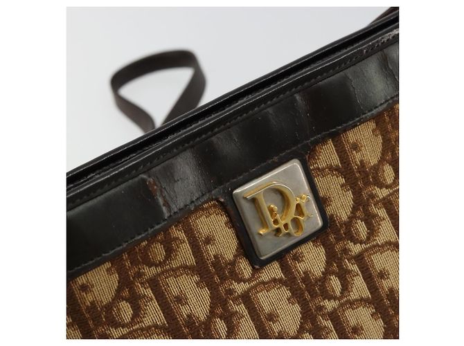 Borsa a tracolla Christian Dior Trotter Canvas Beige Oro Auth 178063 D'oro - vista 17