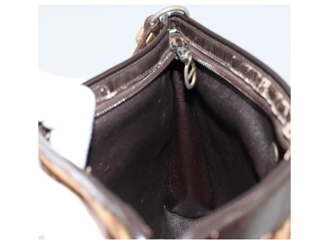 Borsa a tracolla Christian Dior Trotter Canvas Beige Oro Auth 178063 D'oro - vista 18