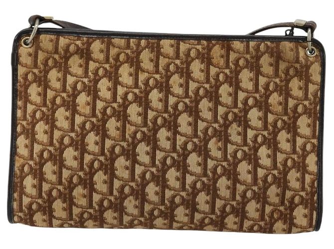 Borsa a tracolla Christian Dior Trotter Canvas Beige Oro Auth 178063 D'oro - vista 2