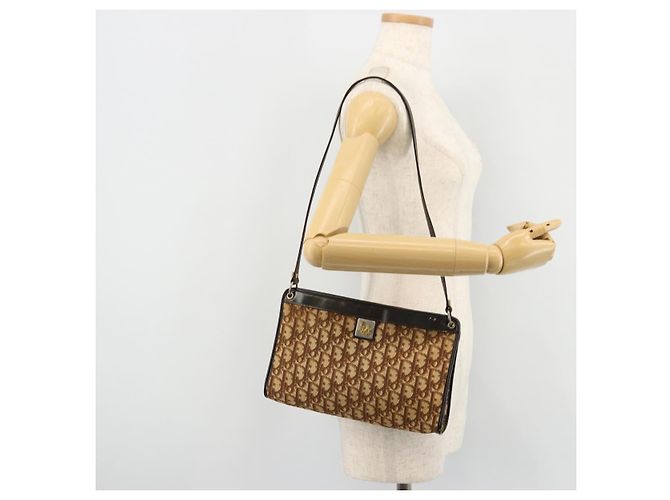 Borsa a tracolla Christian Dior Trotter Canvas Beige Oro Auth 178063 D'oro - vista 20