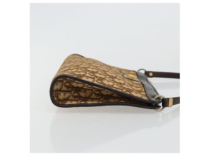 Borsa a tracolla Christian Dior Trotter Canvas Beige Oro Auth 178063 D'oro - vista 3