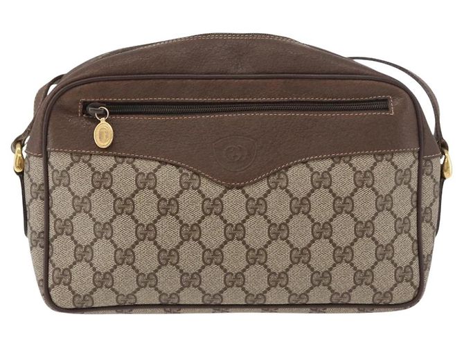 Borsa a Spalla GUCCI GG Supreme PVC Beige Oro Auth 176997 D'oro - vista 13