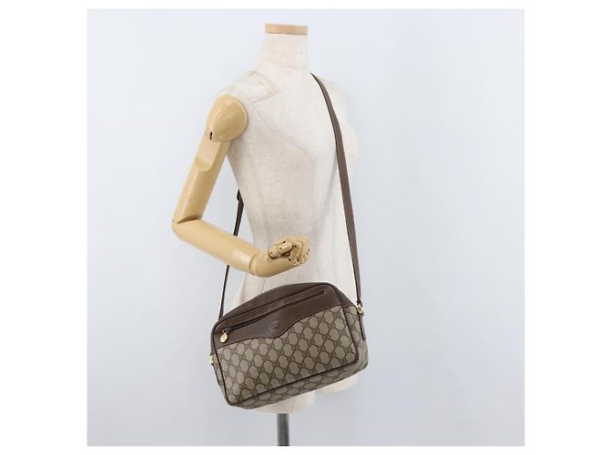Borsa a Spalla GUCCI GG Supreme PVC Beige Oro Auth 176997 D'oro - vista 22