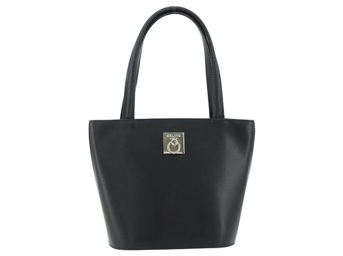 Céline Borsa CELINE in pelle nera argento Auth 178117A Nero - vista 13