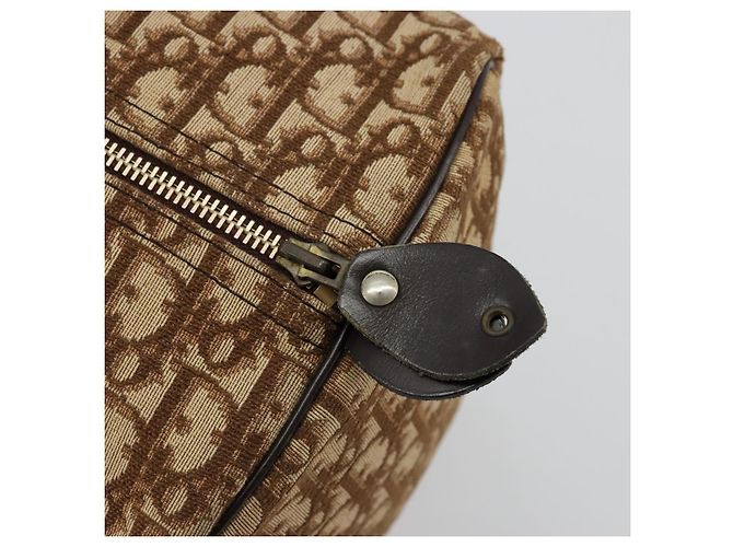 Borsa Boston Christian Dior Trotter Canvas Beige Oro Autentica 176853 - vista 10