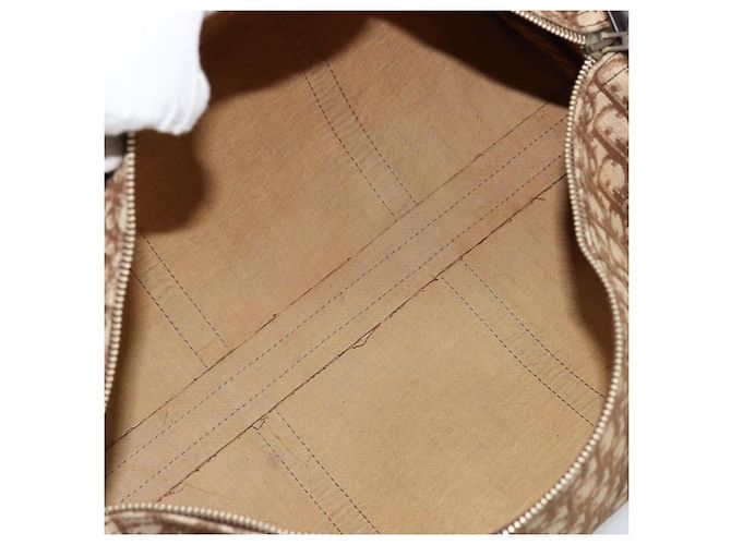 Borsa Boston Christian Dior Trotter Canvas Beige Oro Autentica 176853 - vista 11