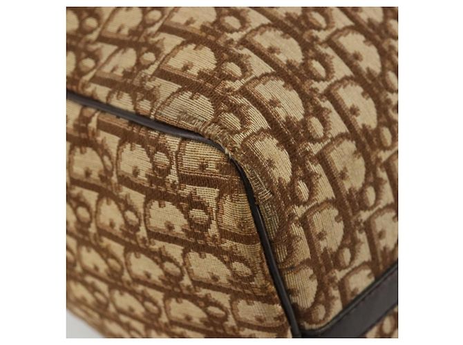 Borsa Boston Christian Dior Trotter Canvas Beige Oro Autentica 176853 - vista 15