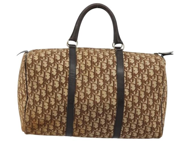 Borsa Boston Christian Dior Trotter Canvas Beige Oro Autentica 176853 - vista 2