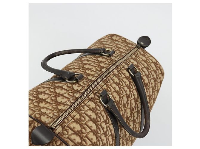Borsa Boston Christian Dior Trotter Canvas Beige Oro Autentica 176853 - vista 6