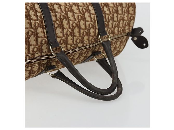 Borsa Boston Christian Dior Trotter Canvas Beige Oro Autentica 176853 - vista 7